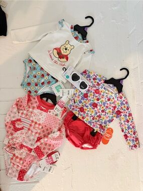 Girls Floral & Character Swim Set with White Sunglasses